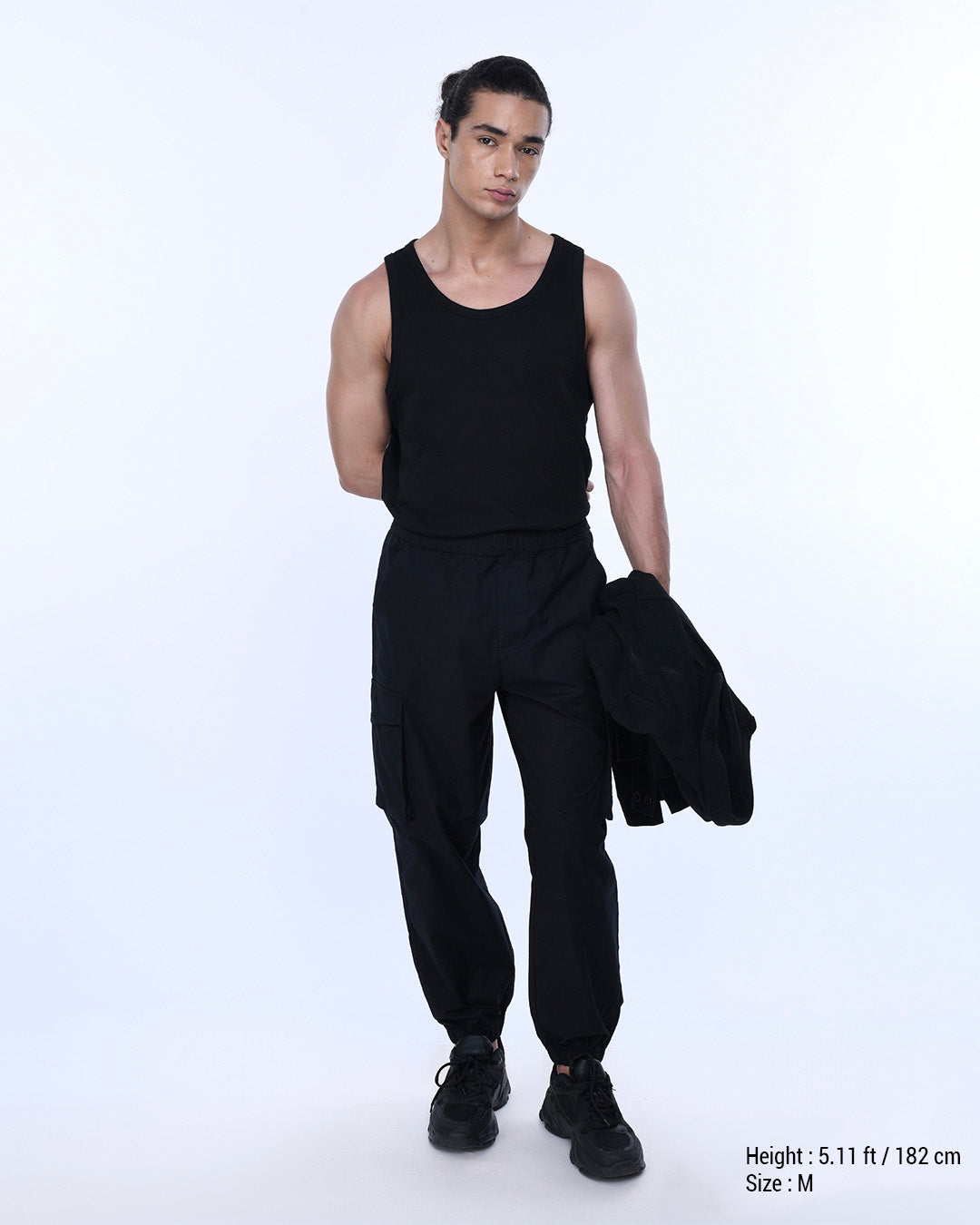 Relaxed Light Cotton Joggers In Black