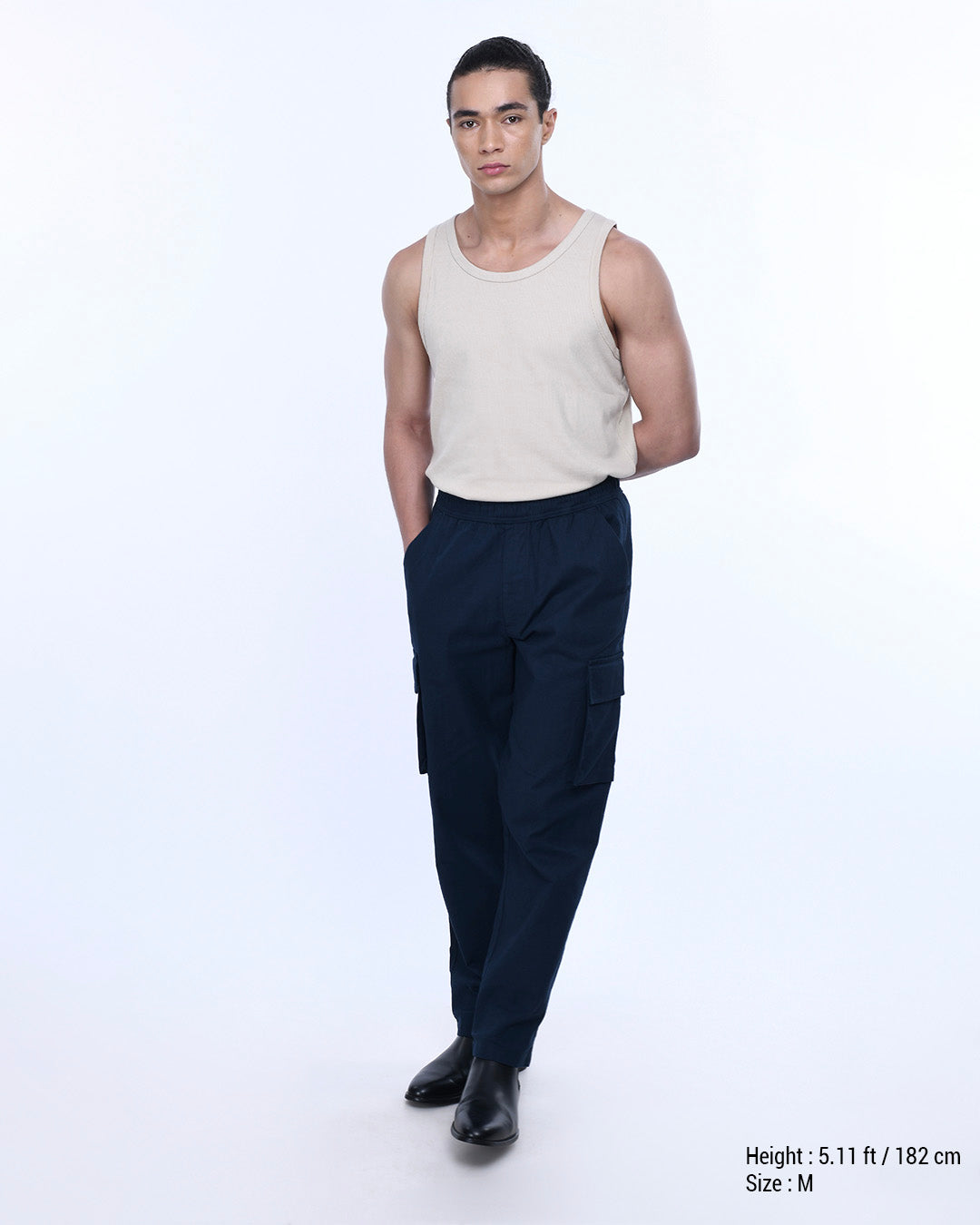 Textured Relaxed Flexiwaist Cargo In Navy
