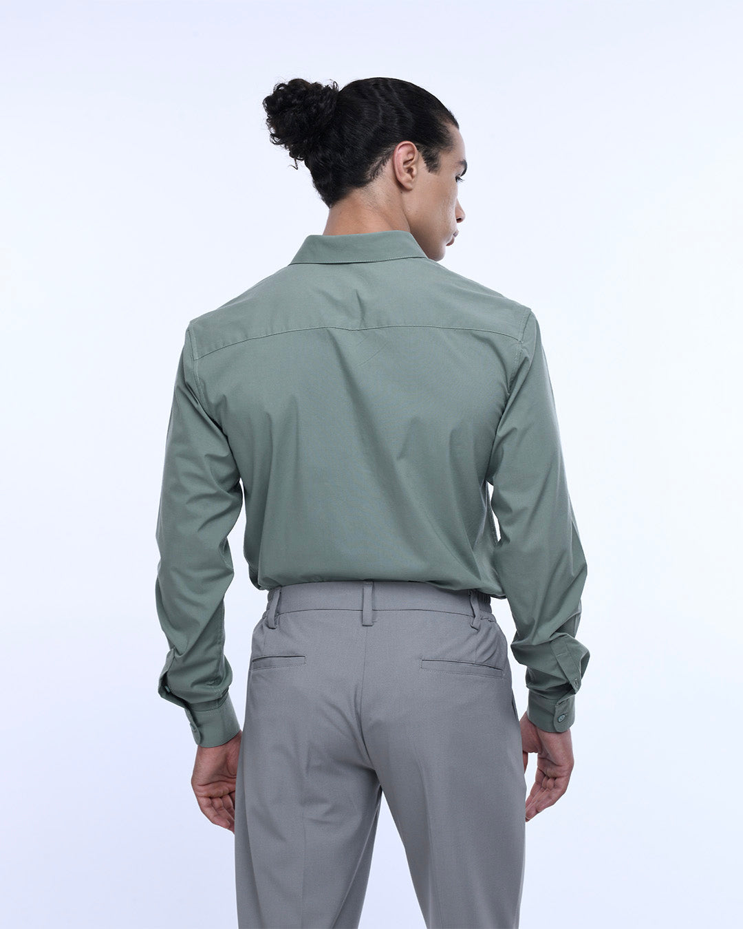 Easy Iron Office Stretch Shirt In Green