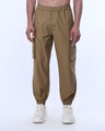 Relaxed Light Cotton Joggers In Khaki