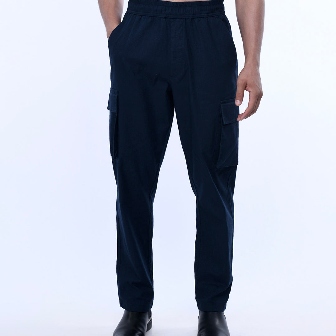 Textured Relaxed Flexiwaist Cargo In Navy