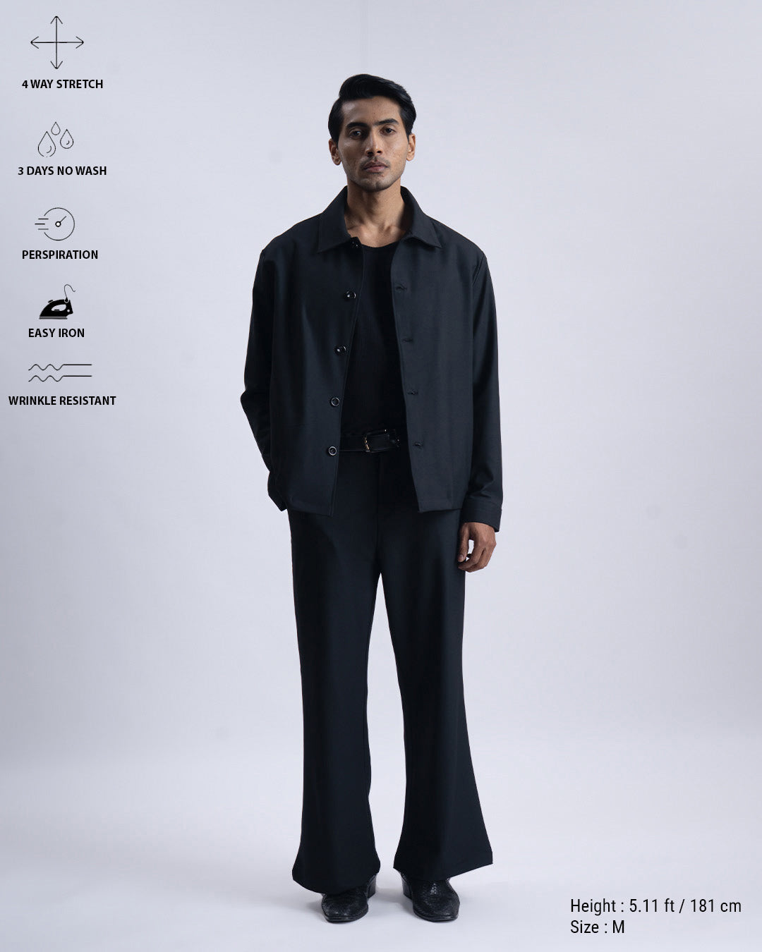 Easy Iron Light-Weight Jacket In Black