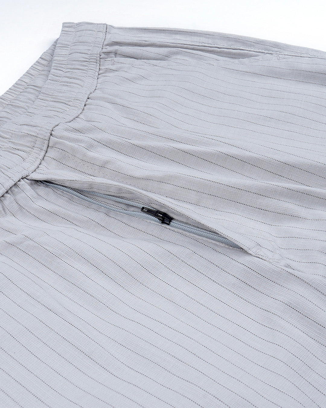 Relaxed Striped Cotton Pant In Grey