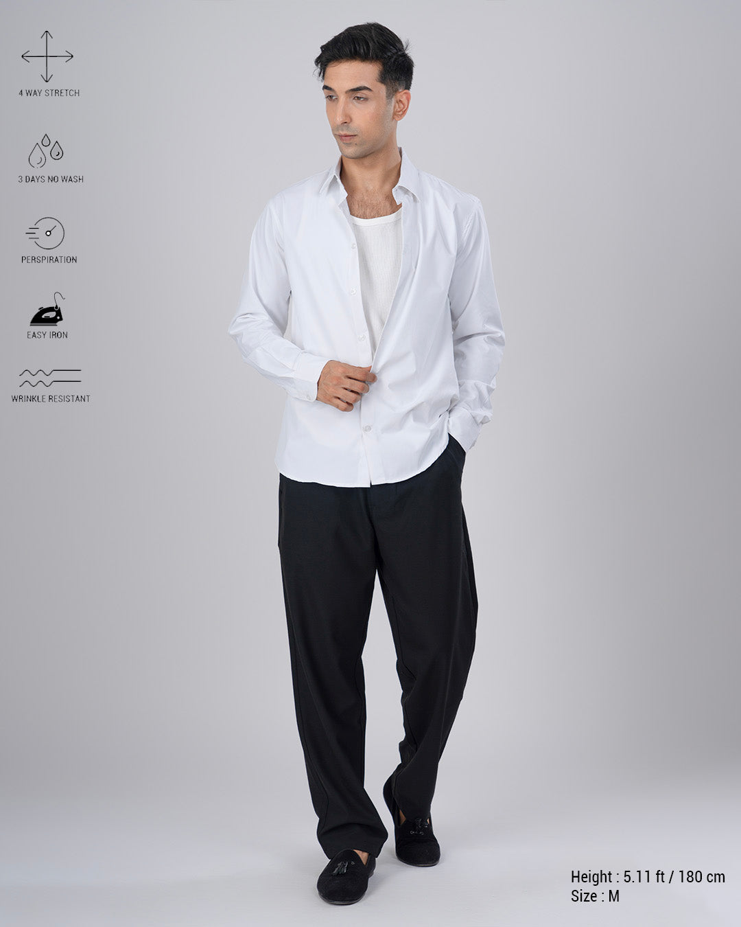 Easy Iron Flexiwaist Relaxed Trouser In Black