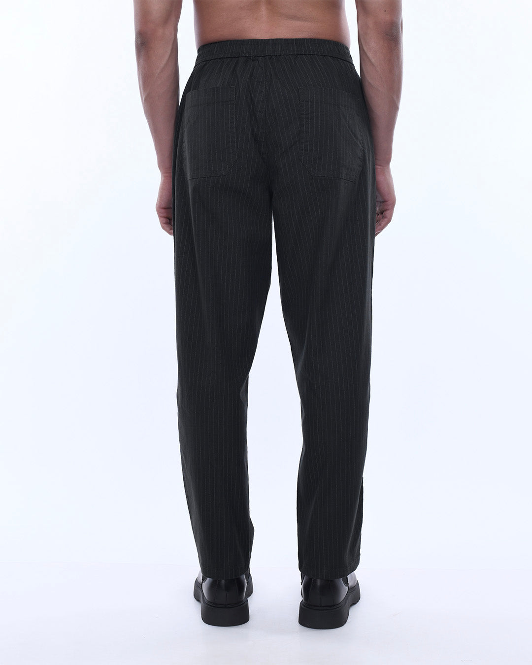 Relaxed Striped Cotton Pant In Olive