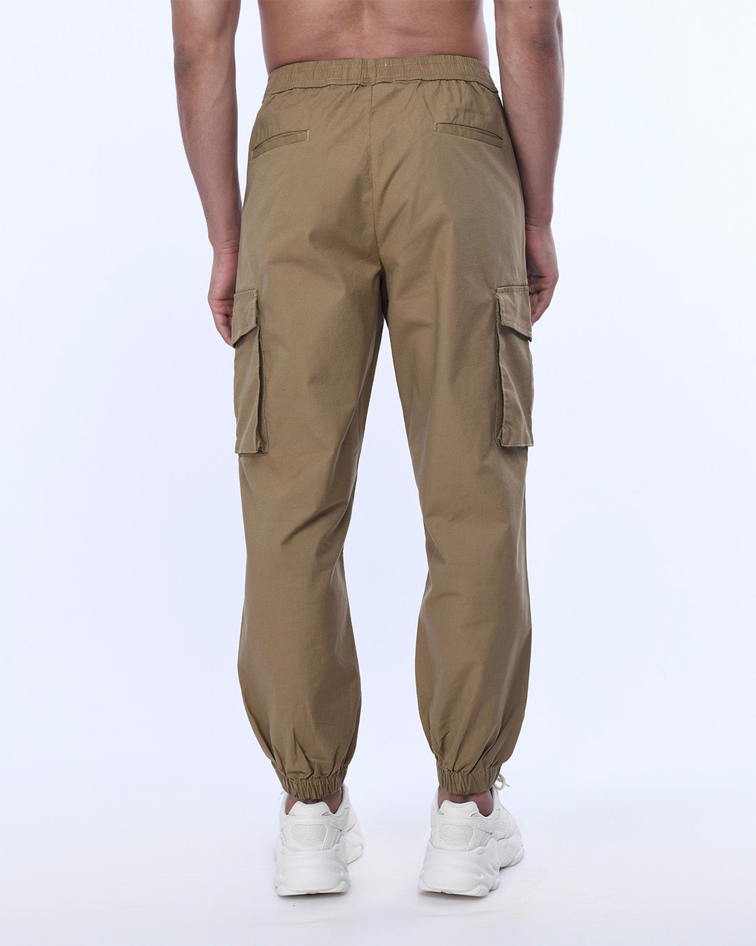 Relaxed Light Cotton Joggers In Khaki