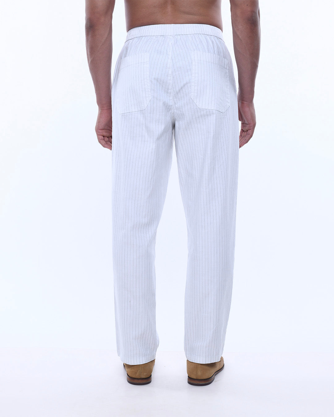 Relaxed Striped Cotton Pant In White