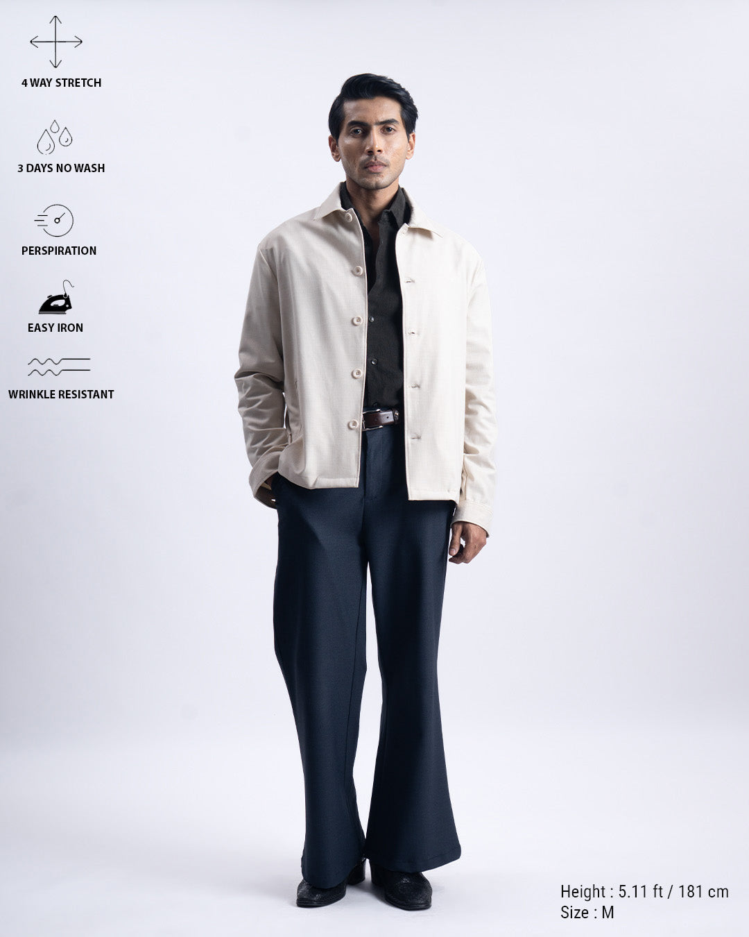 Easy Iron Light-Weight Jacket In Cream