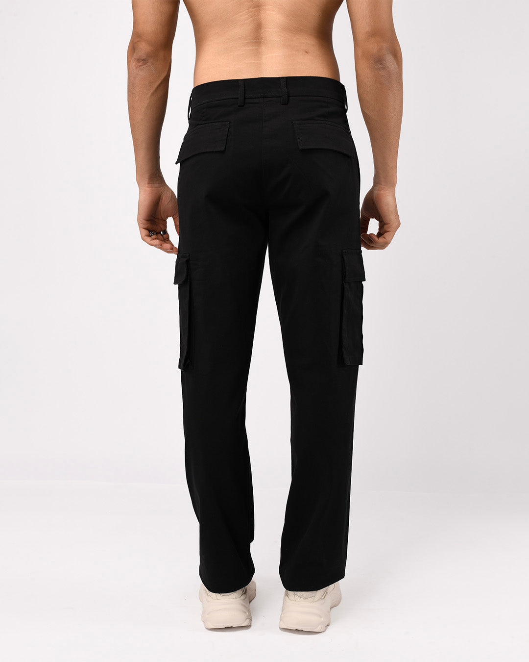 Finest Twill Relaxed Cargo Pants In Black