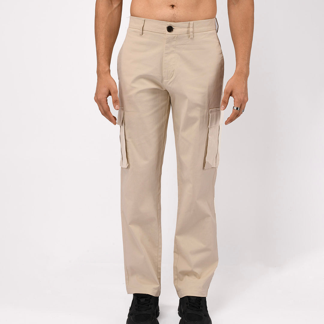 Finest Twill Relaxed Cargo Pants In Cream