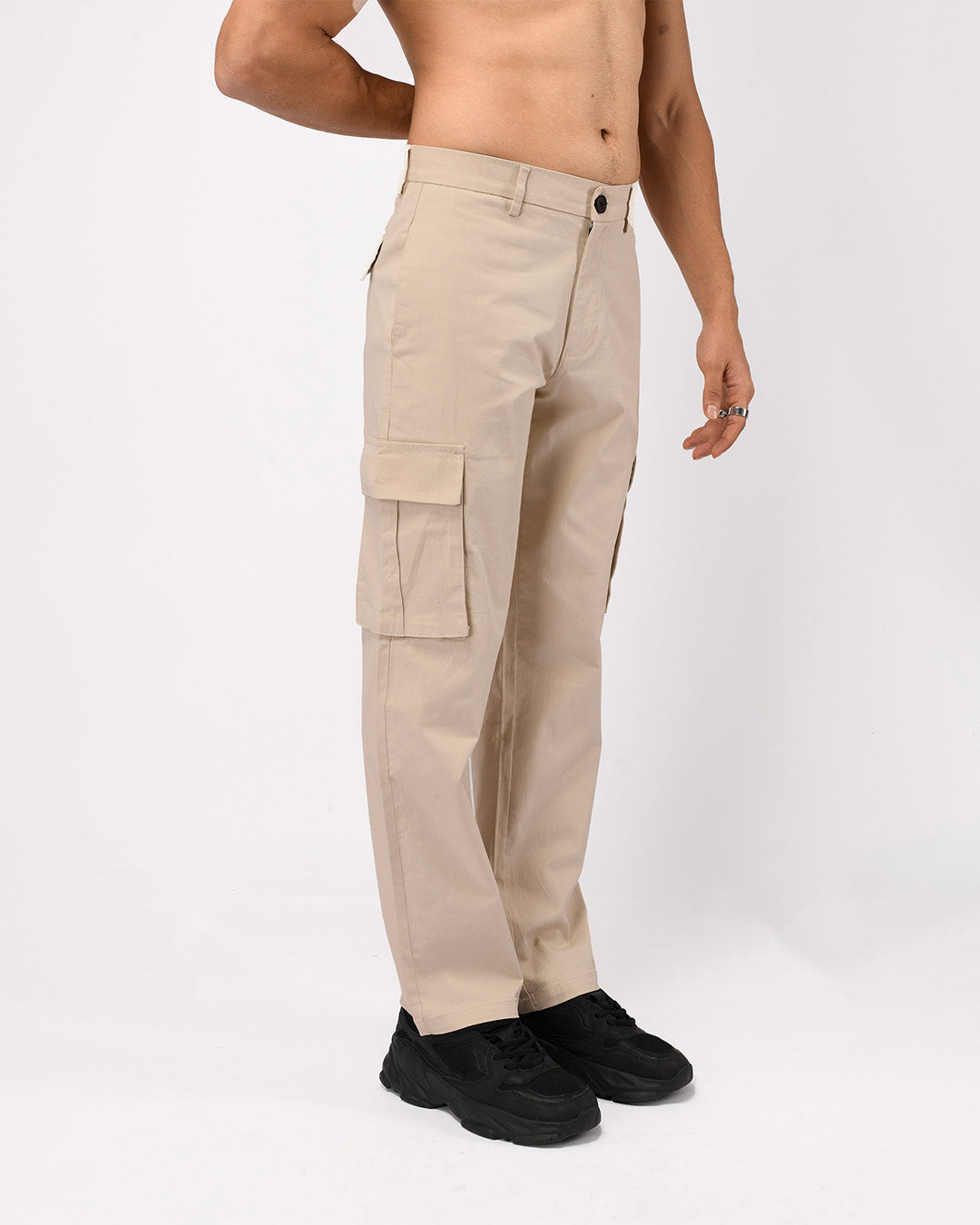 Finest Twill Relaxed Cargo Pants In Cream