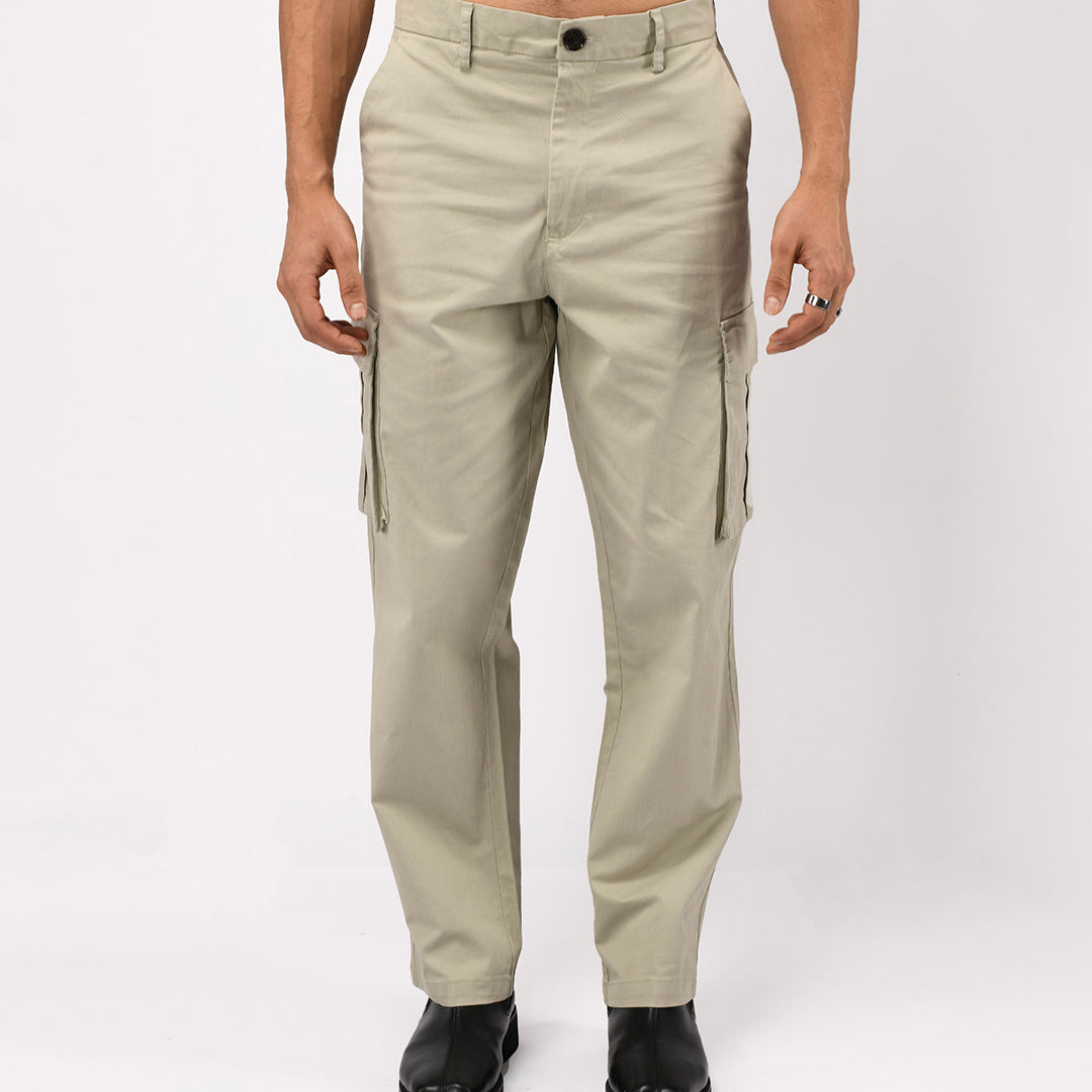 Finest Twill Relaxed Cargo Pants In Pistachio
