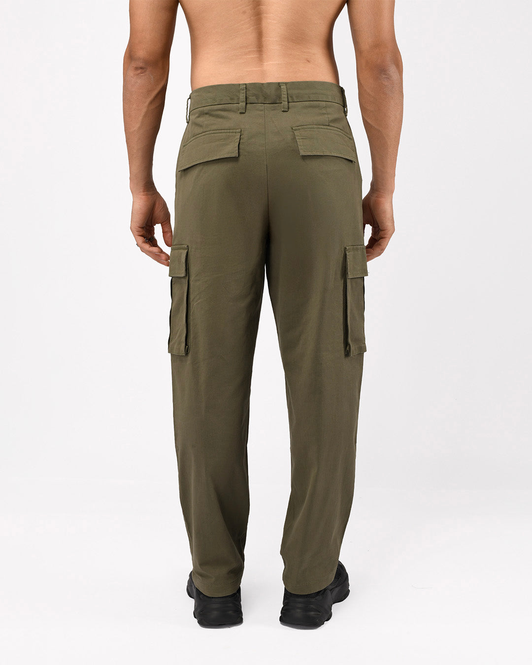 Finest Twill Relaxed Cargo Pants In Olive