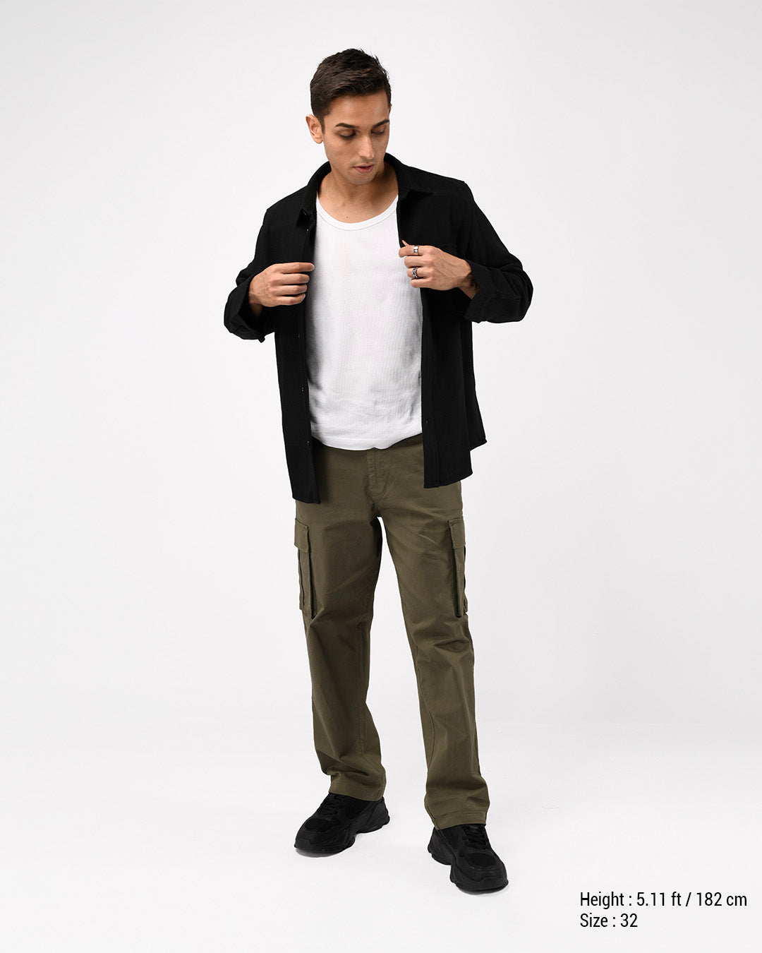 Finest Twill Relaxed Cargo Pants In Olive