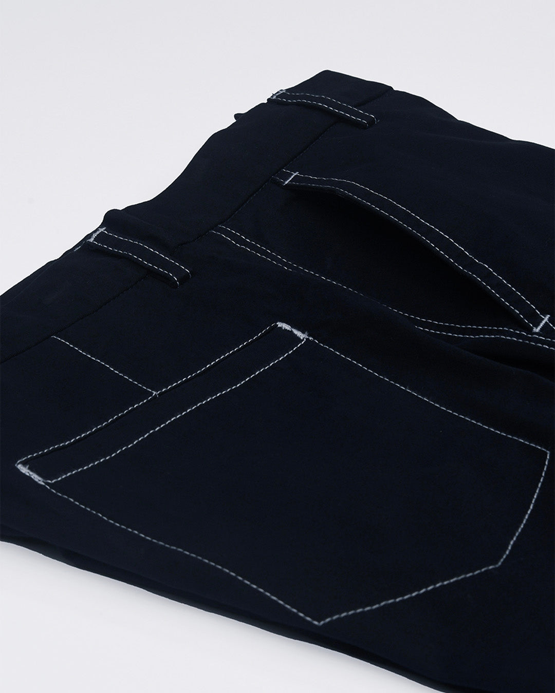 Contrast Stitch Relaxed Cargo Pants In Navy