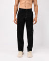 Contrast Stitch Relaxed Cargo Pants In Black