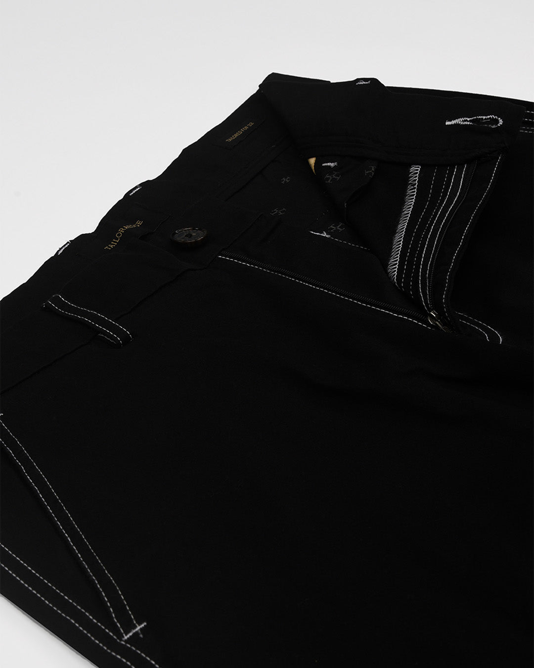 Contrast Stitch Relaxed Cargo Pants In Black