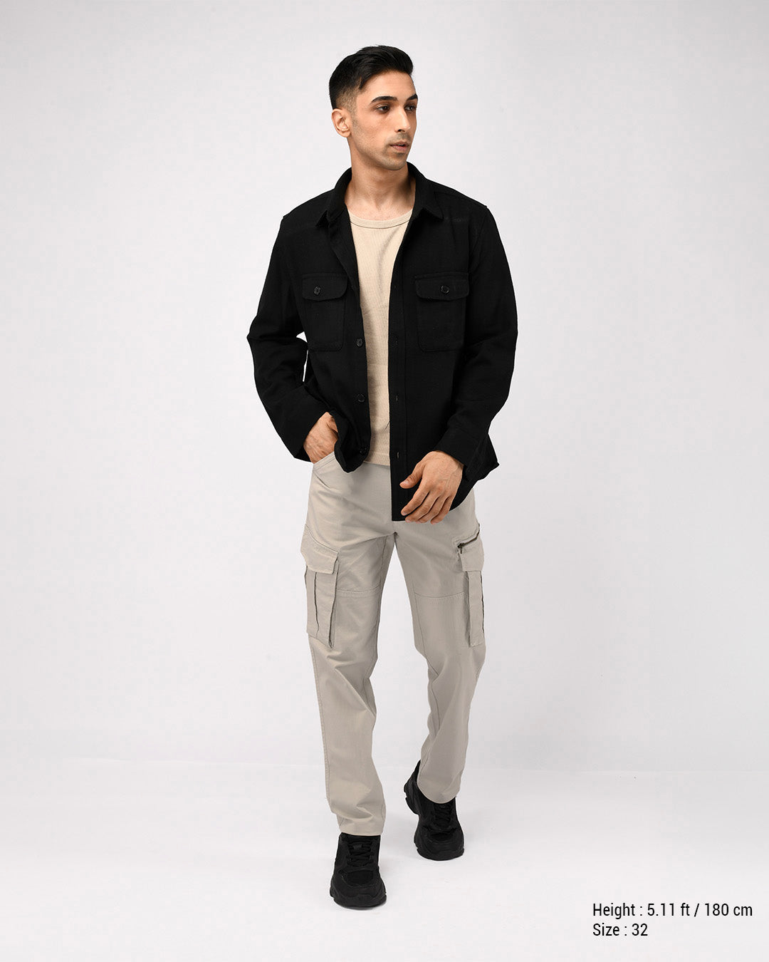 Utility Zip Tailored Cargo Pants In Light Grey