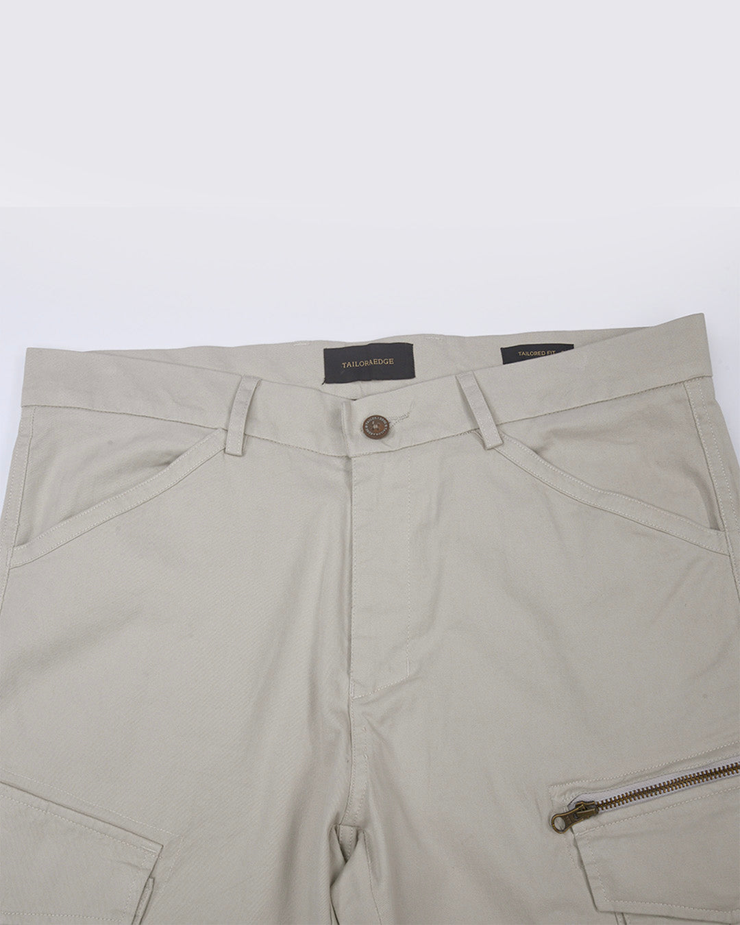 Utility Zip Tailored Cargo Pants In Light Grey