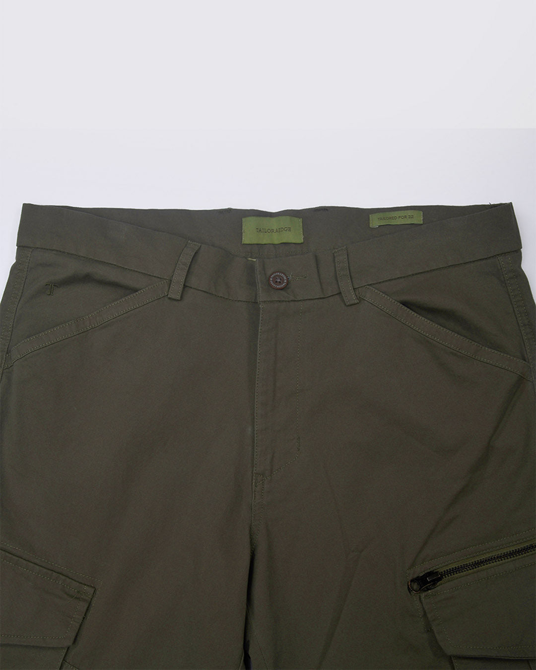 Utility Zip Tailored Cargo Pants In Olive