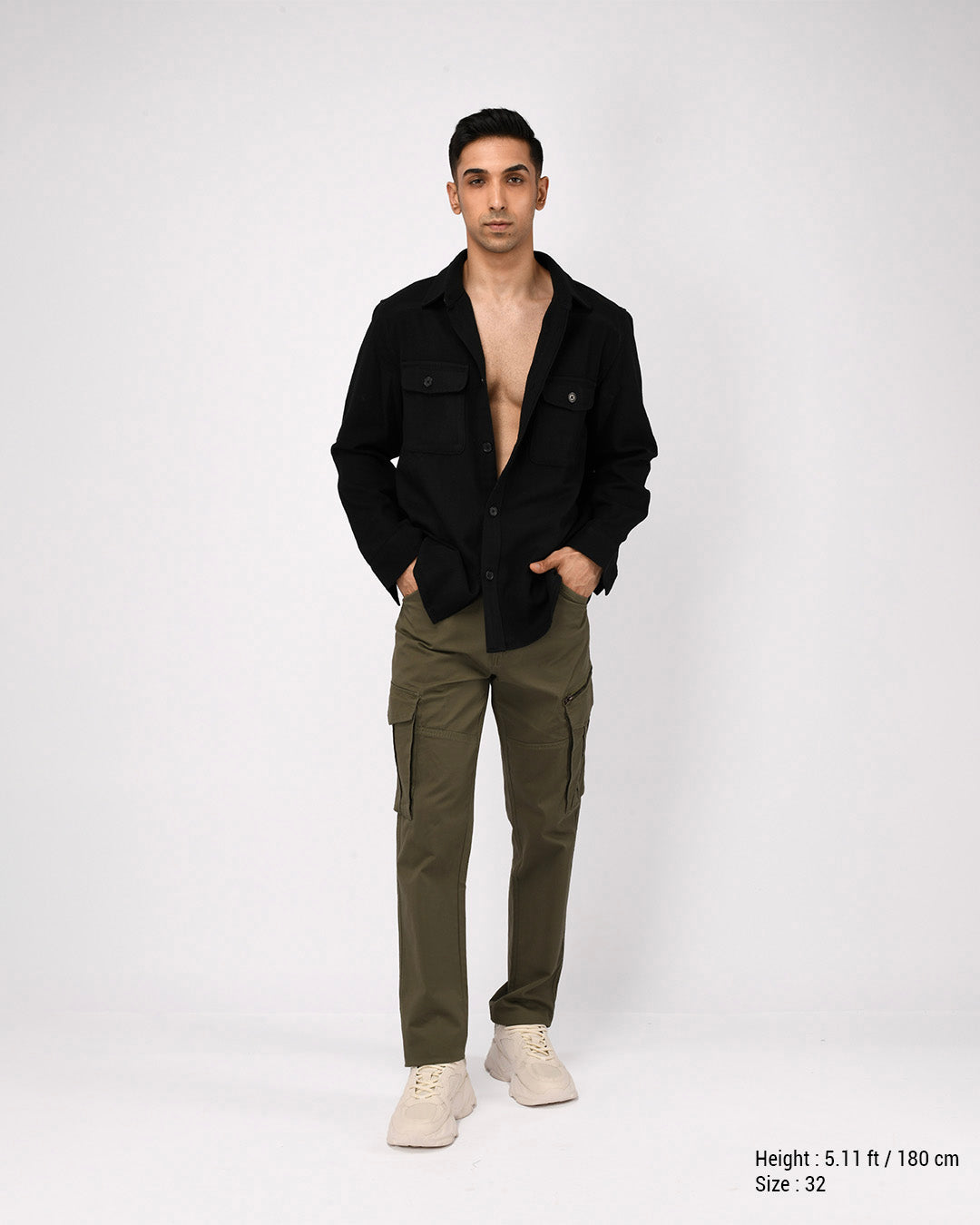 Utility Zip Tailored Cargo Pants In Olive