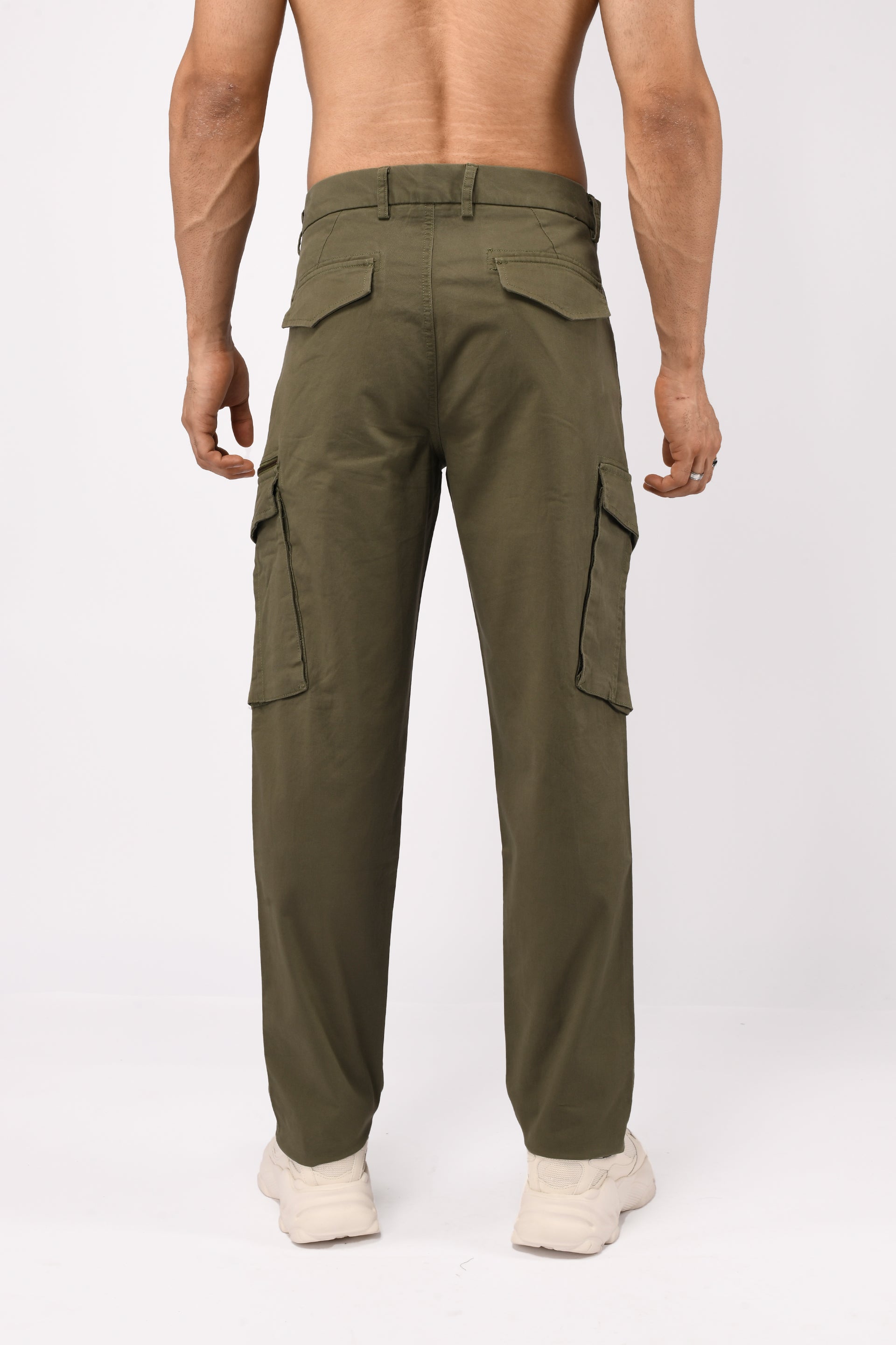 Utility Zip Tailored Cargo Pants In Olive