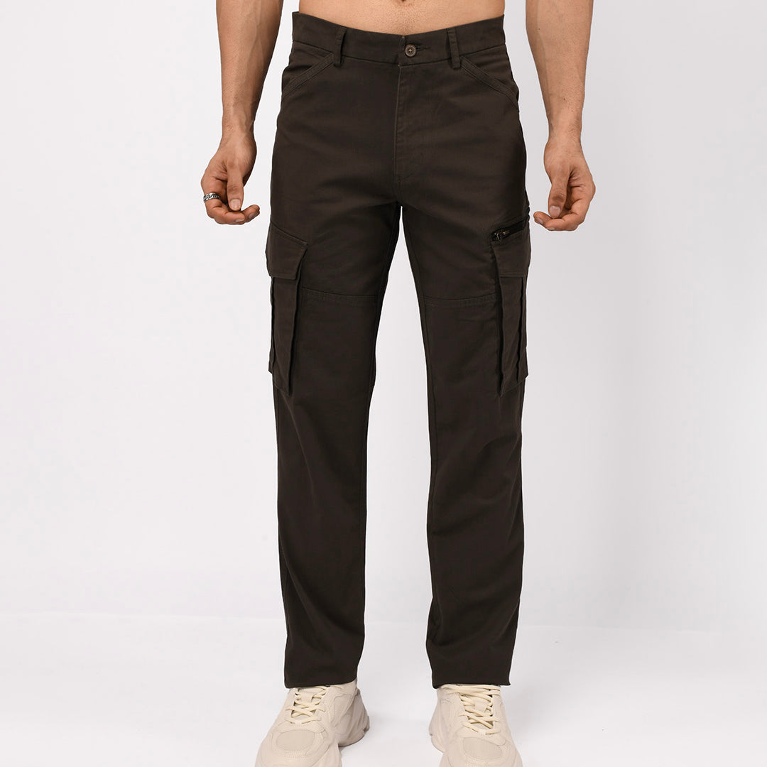 Utility Zip Tailored Cargo Pants In Dark Olive