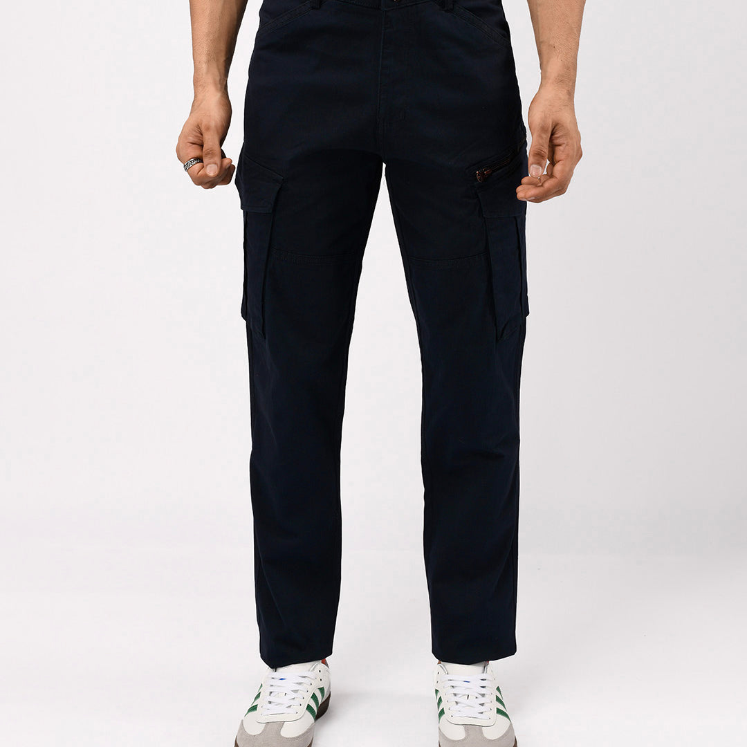 Utility Zip Tailored Cargo Pants In Navy