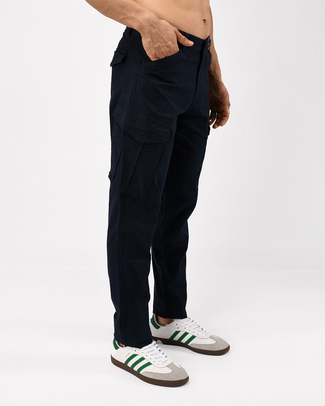 Utility Zip Tailored Cargo Pants In Navy