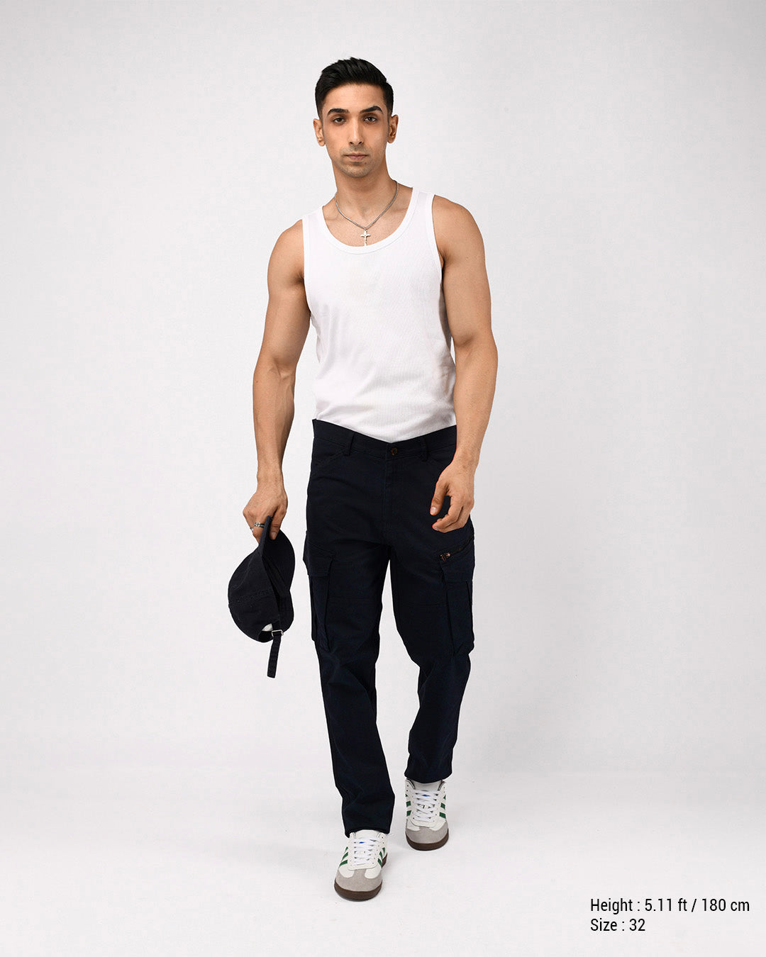 Utility Zip Tailored Cargo Pants In Navy