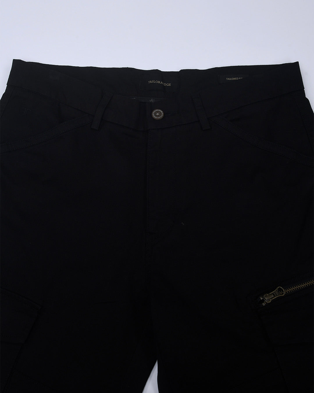 Utility Zip Tailored Cargo Pants In Black