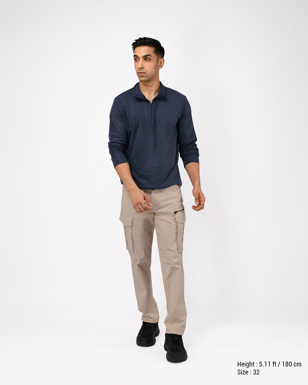 Utility Zip Tailored Cargo Pants In Cream