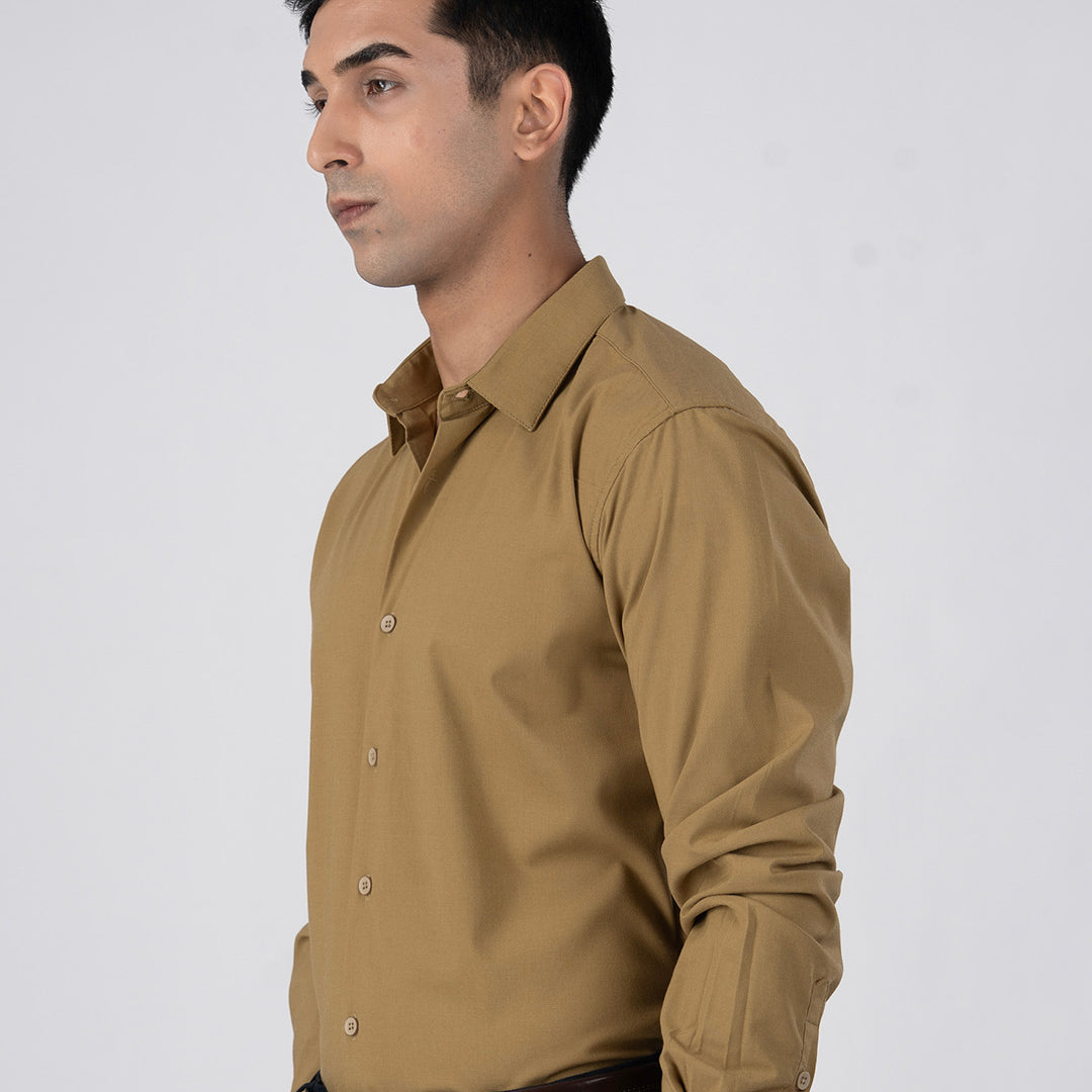 Easy Iron Office Stretch Shirt In Yellow