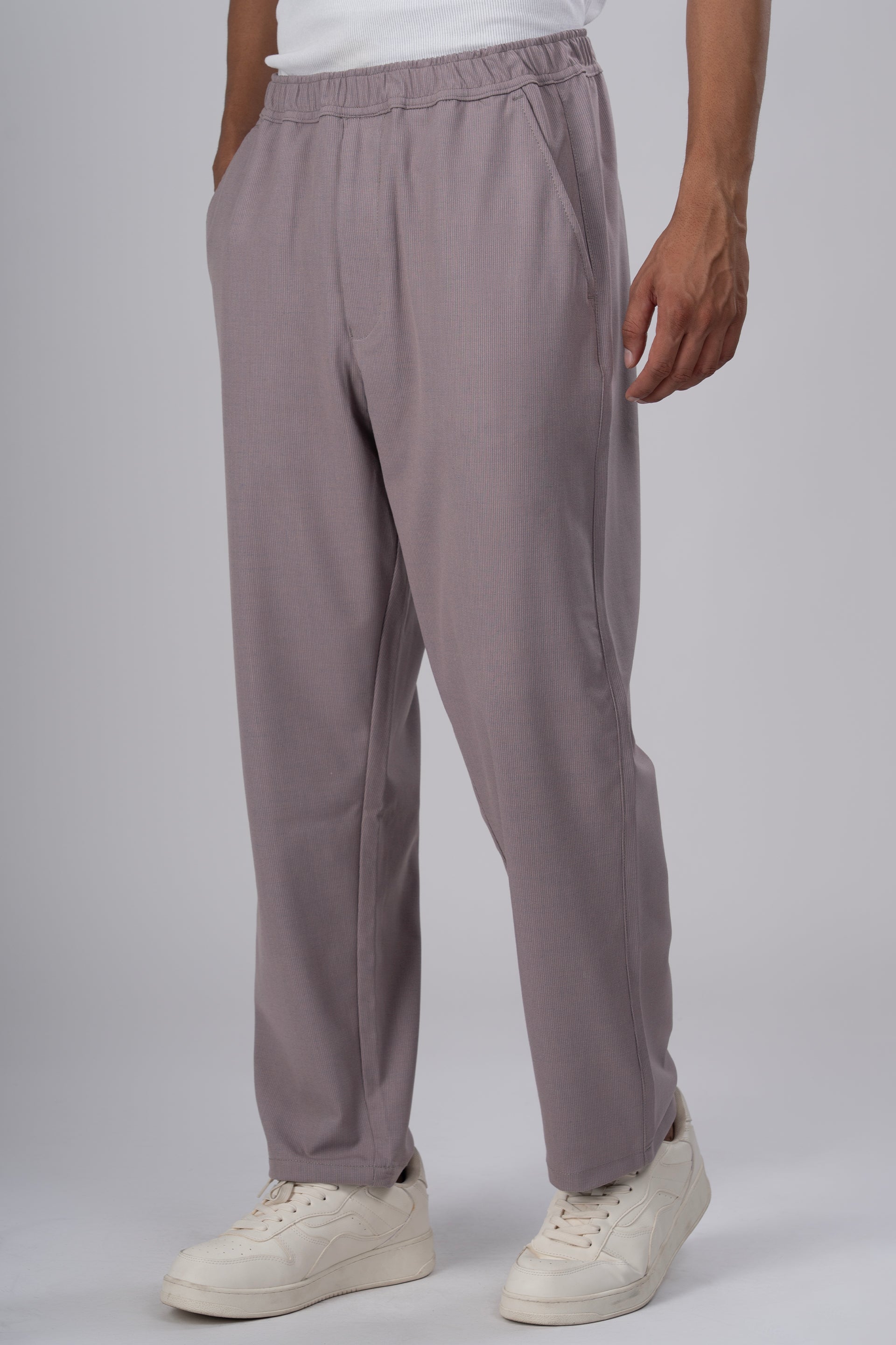 Easy Iron Striped Flexiwaist Relaxed Trouser In Pink