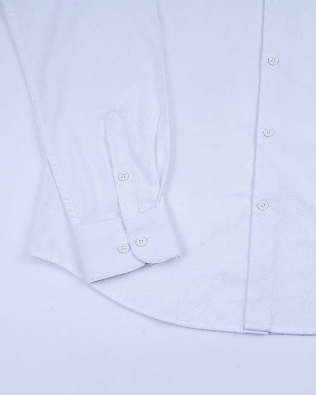 Easy Iron Textured Mandarin Shirt In White