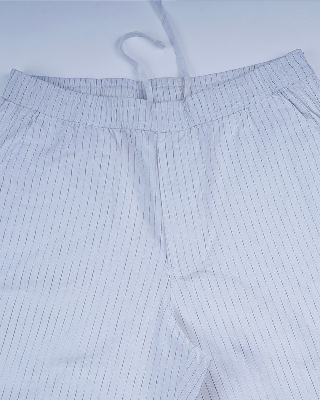 Relaxed Striped Cotton Pant In White