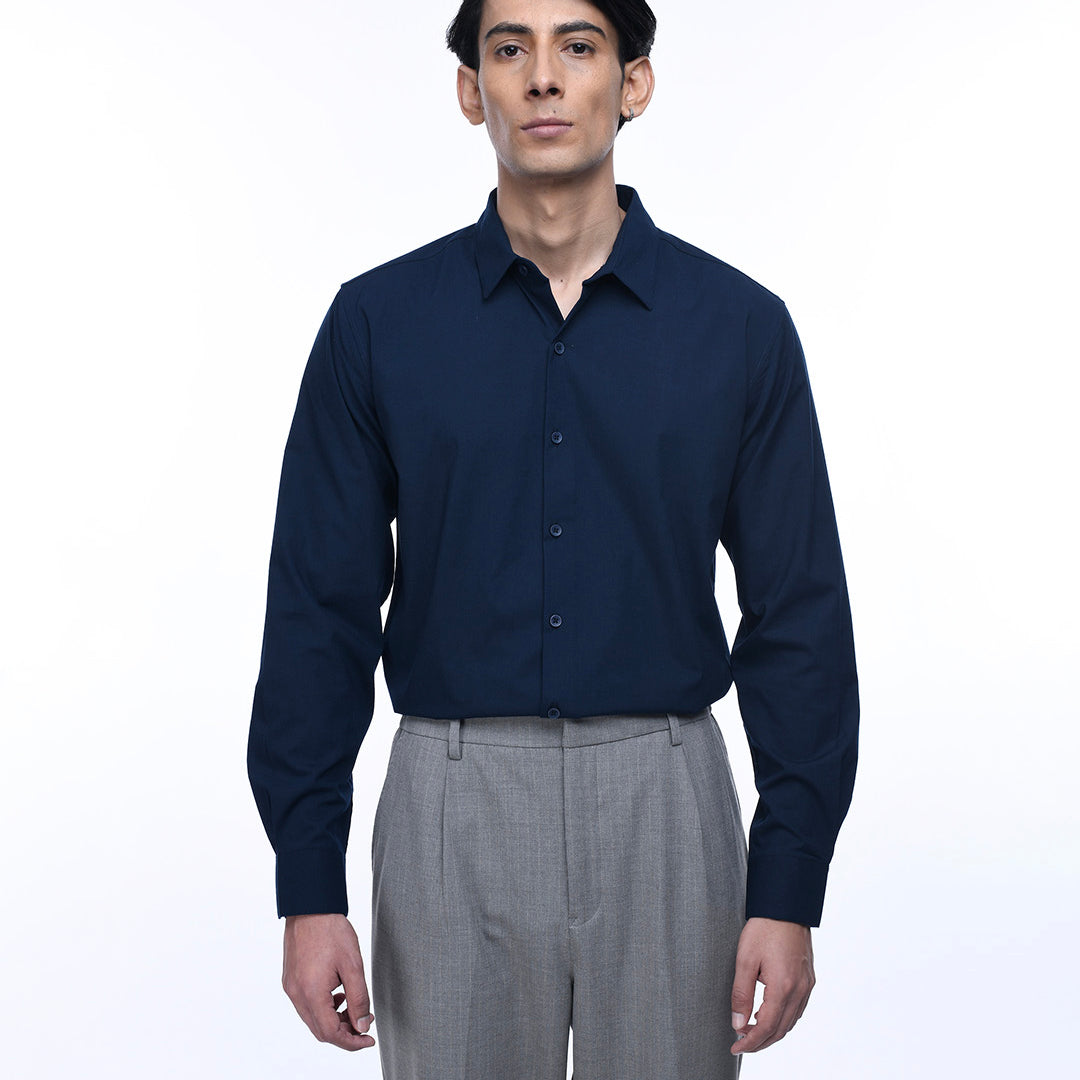Easy Iron Office Stretch Shirt In Blue