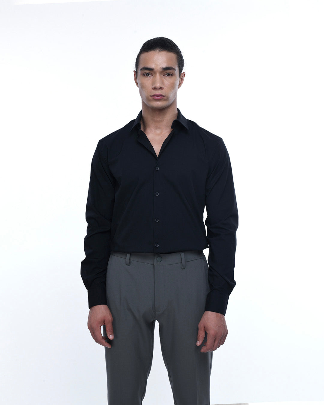 Easy Iron Office Stretch Shirt In Black