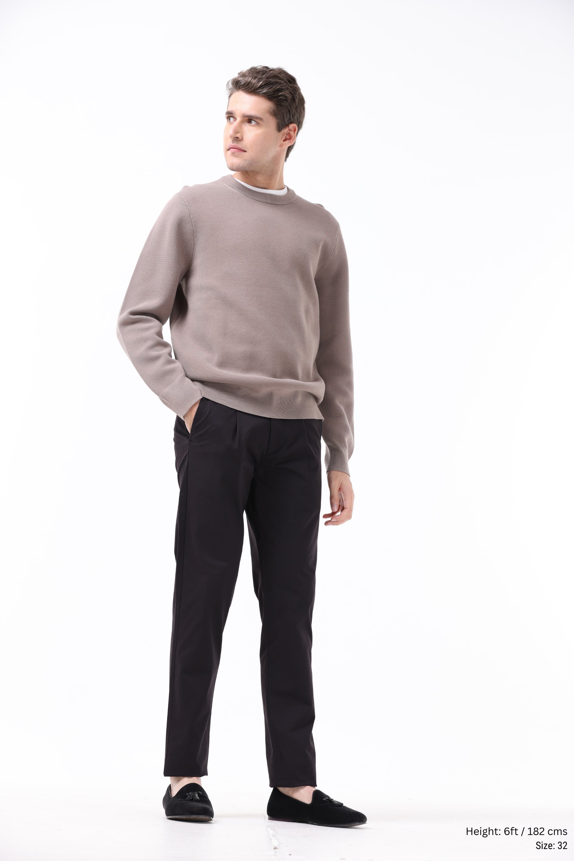 ESSENTIAL PLEATED FINE TWILL PANTS IN BLACK