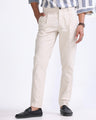 Raw Slub Pleated Trouser In Cream