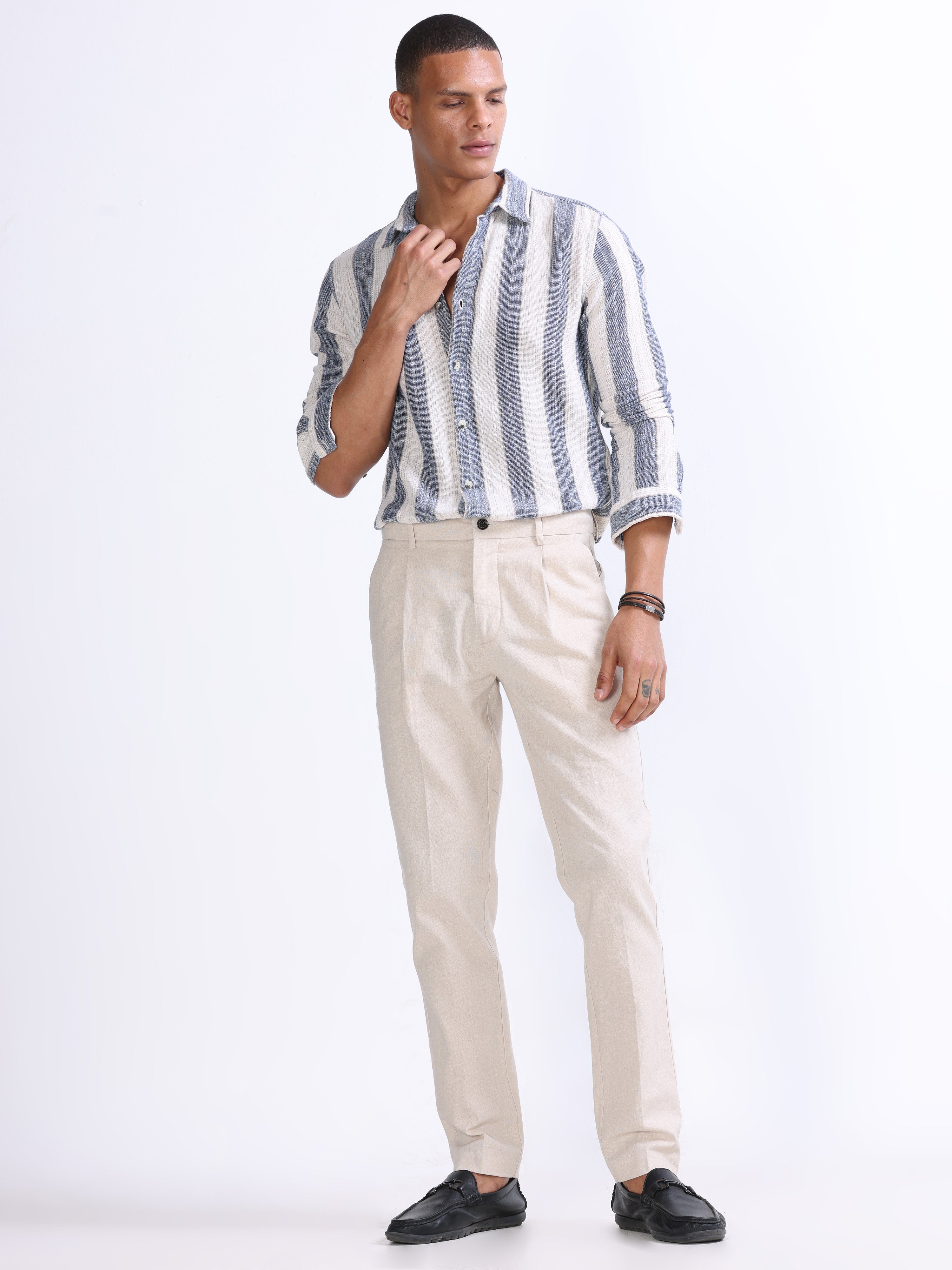 RAW SLUB PLEATED TROUSER