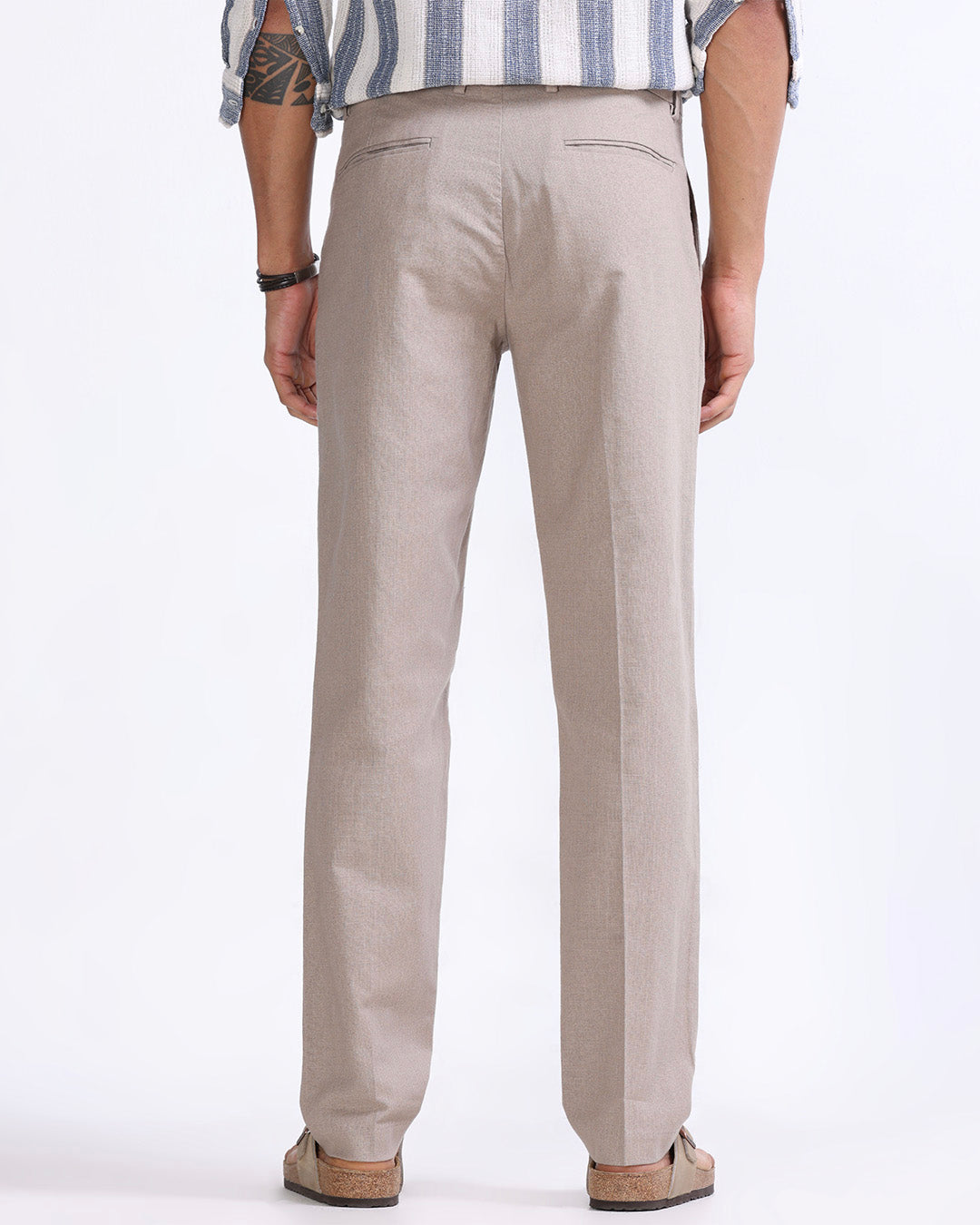 Raw Slub Pleated Trouser In Dust