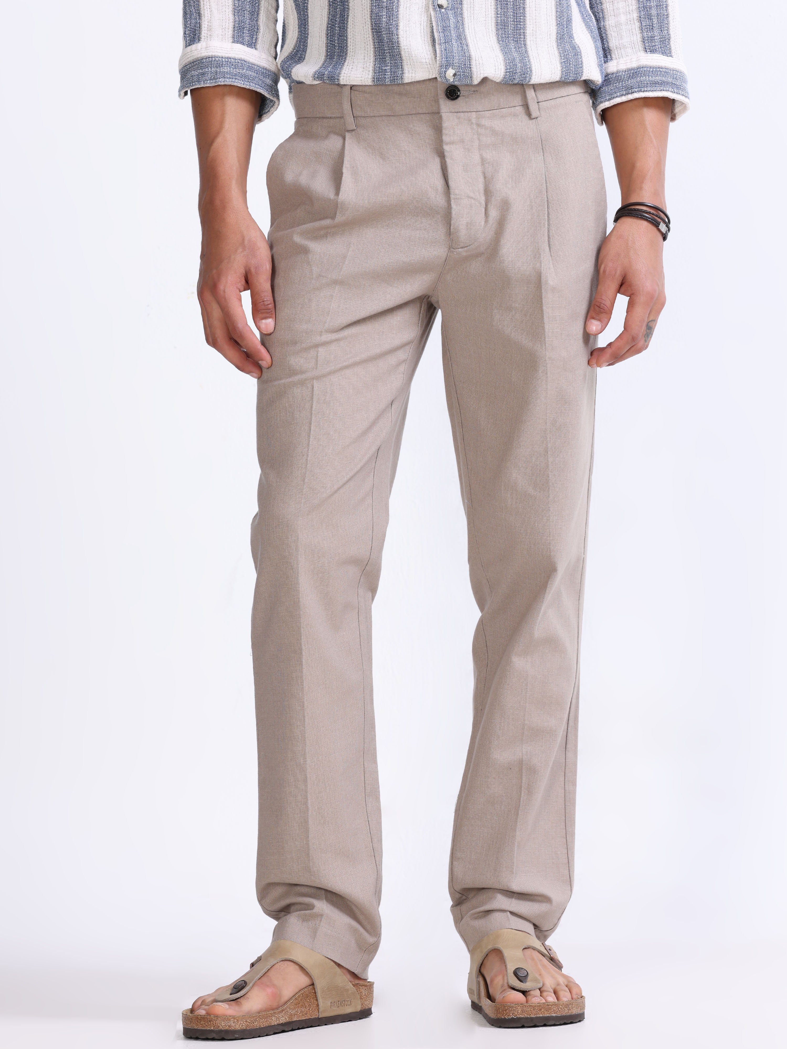 RAW SLUB PLEATED TROUSER