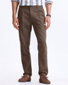 Raw Slub Pleated Trouser In Fur Brown