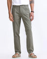 Raw Slub Pleated Trouser In Pine Olive