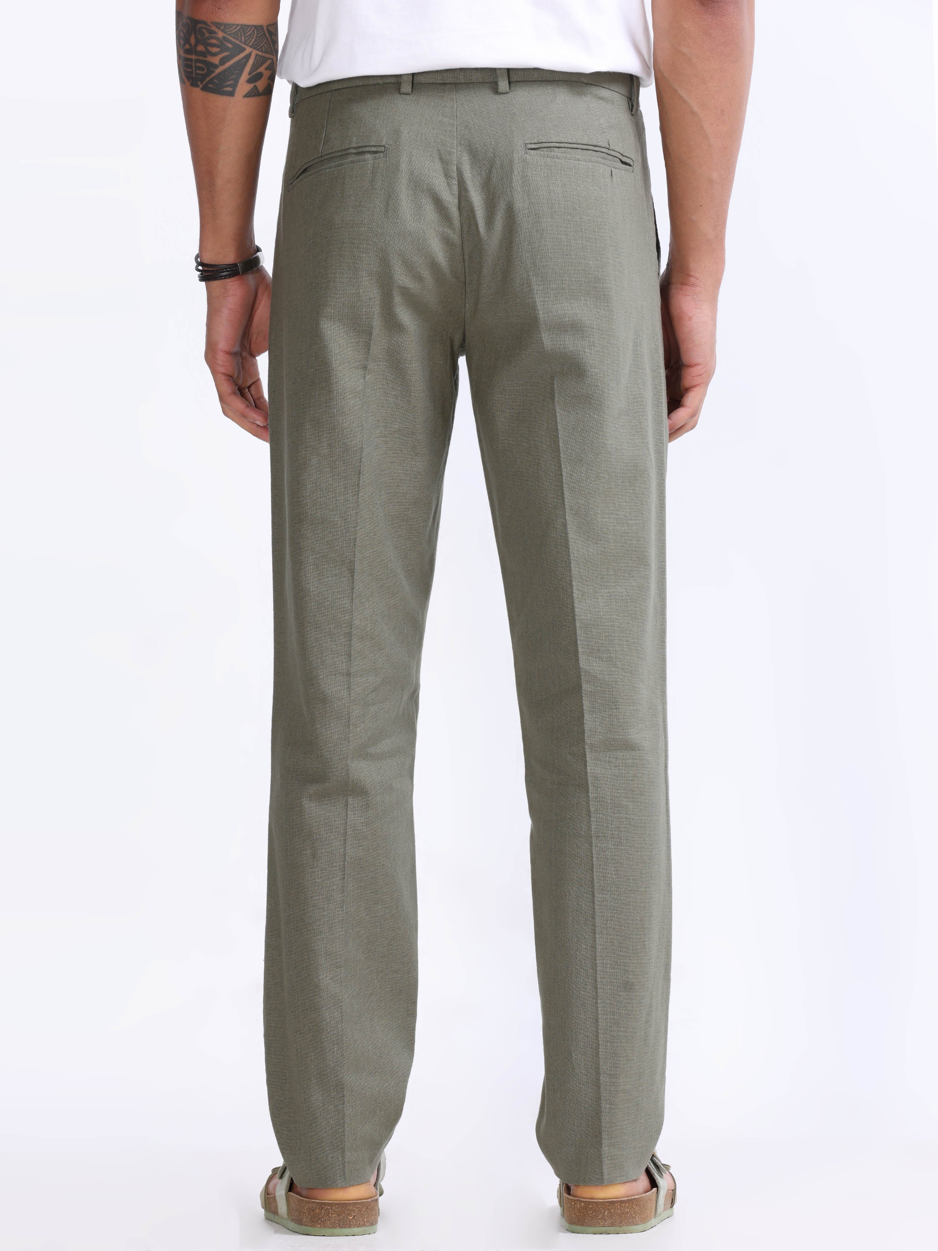 RAW SLUB PLEATED TROUSER