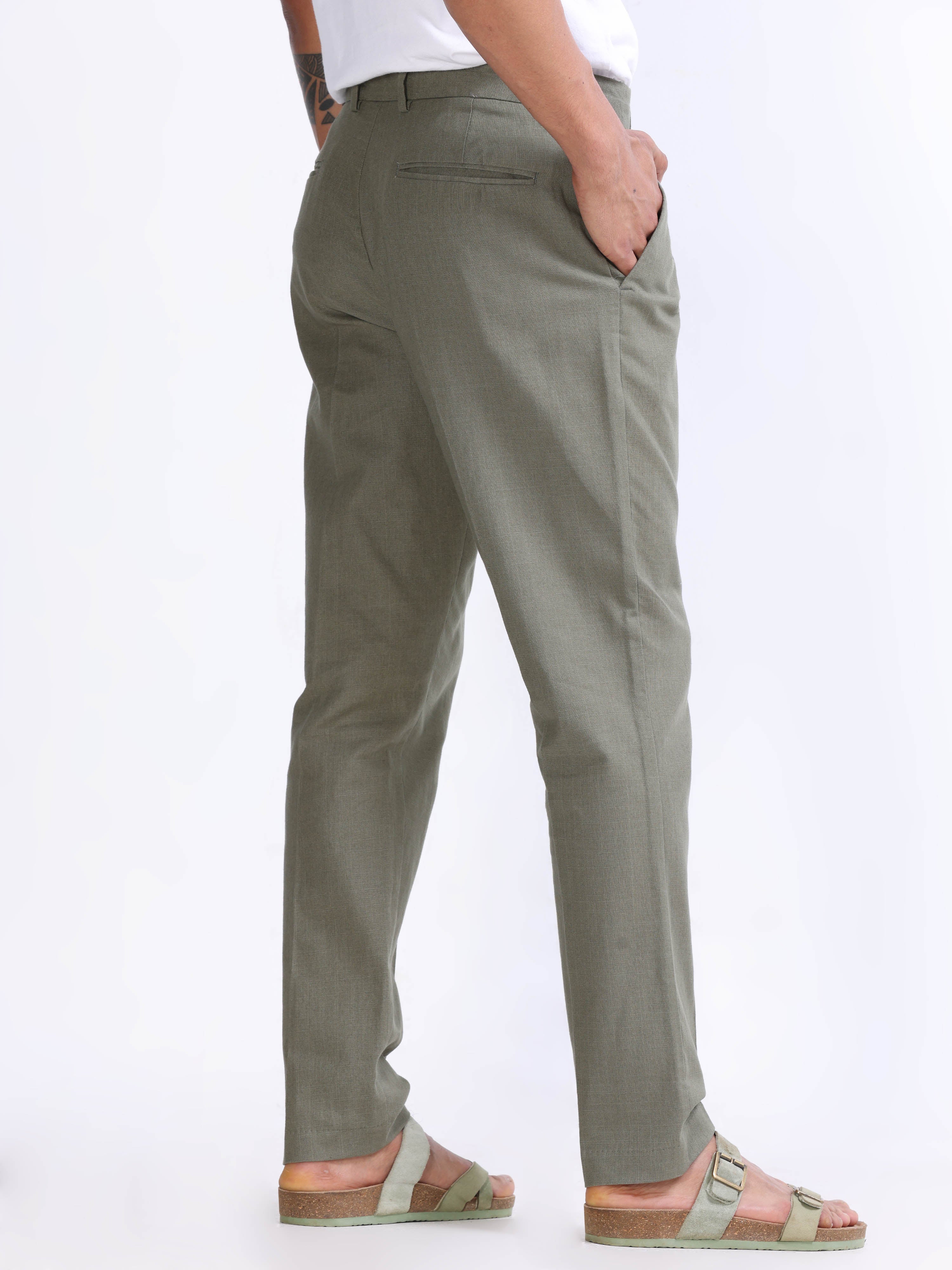 RAW SLUB PLEATED TROUSER