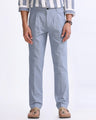 Raw Slub Pleated Trouser In Ocean Blue