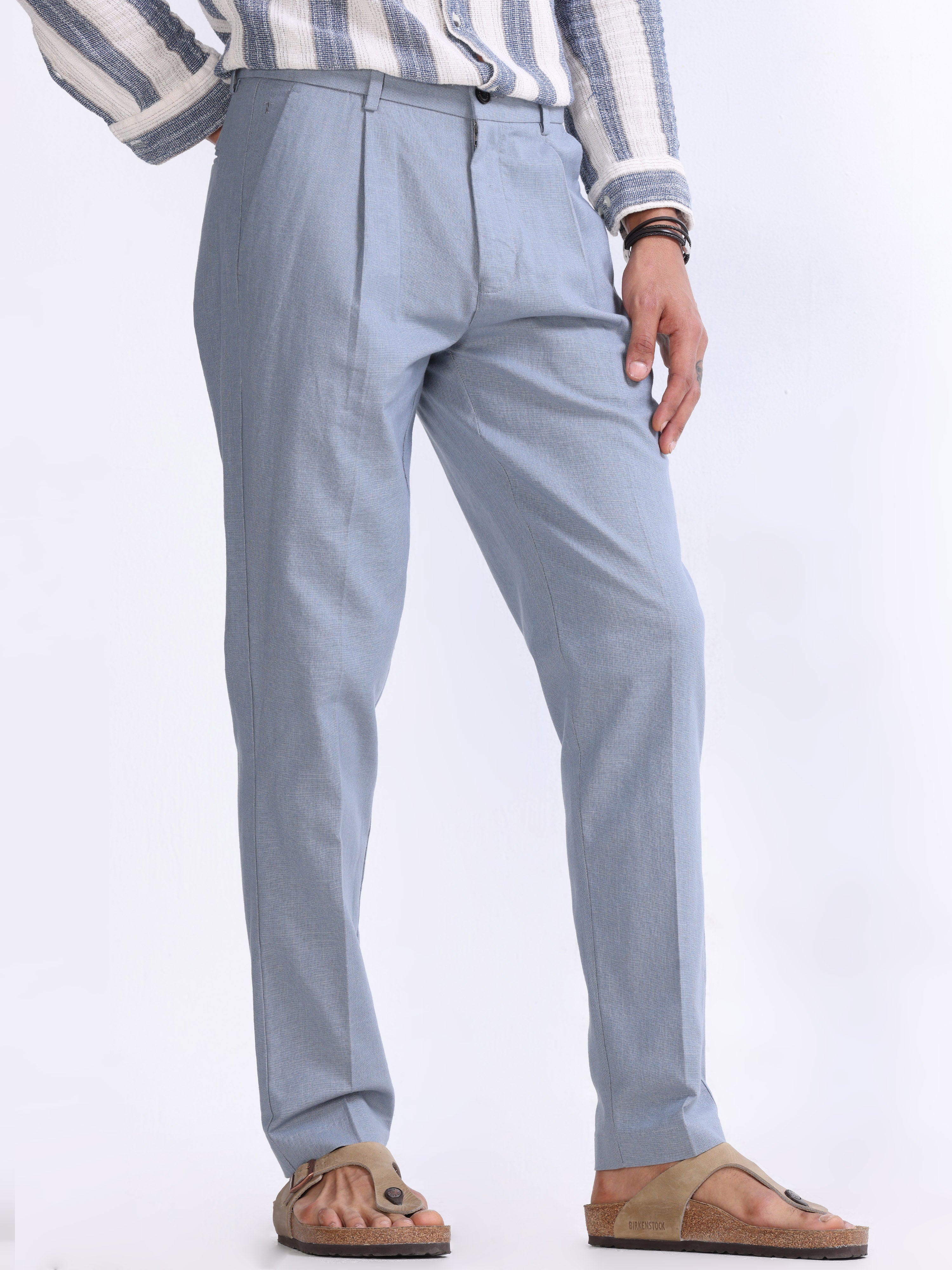 RAW SLUB PLEATED TROUSER