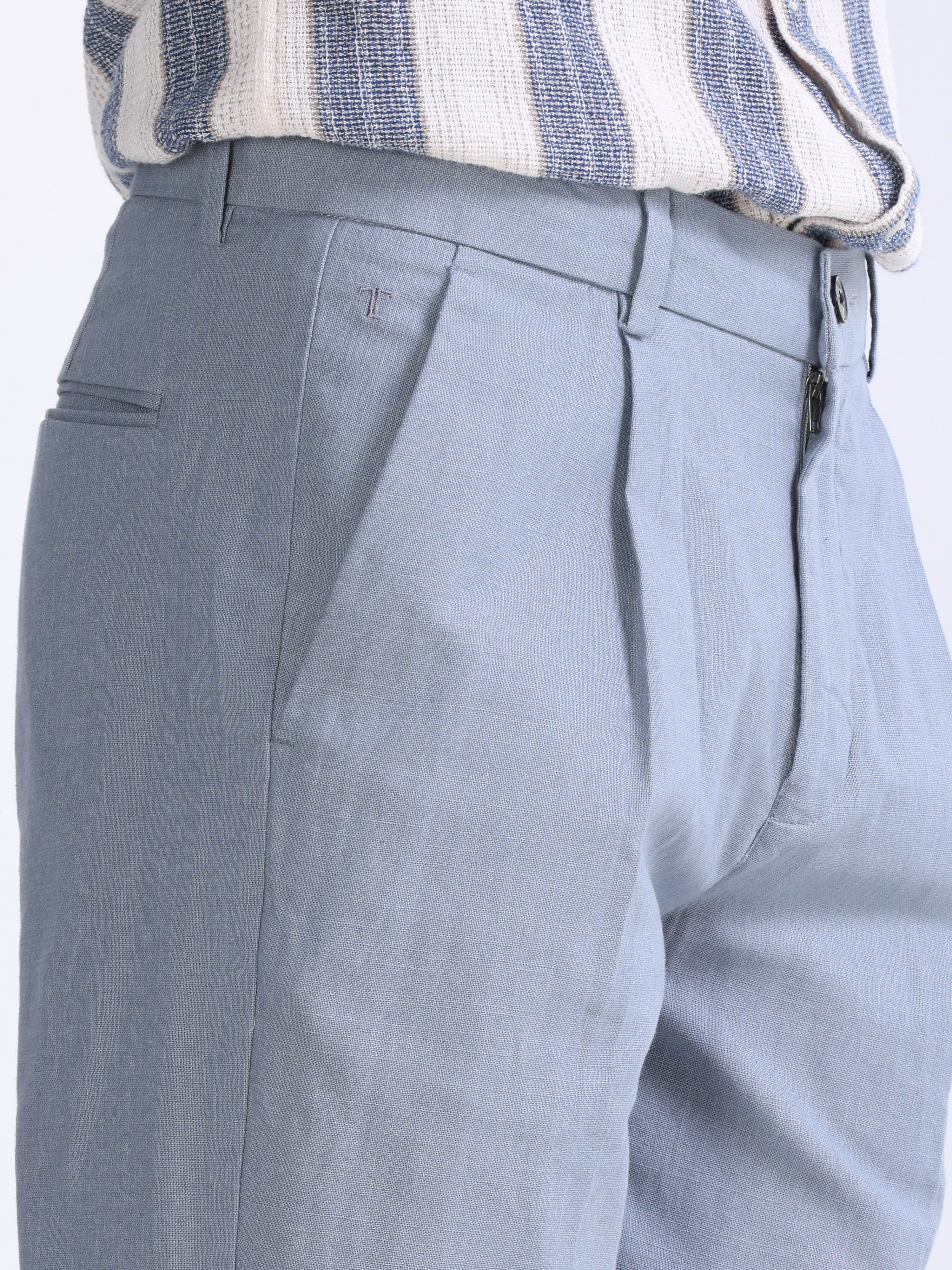 RAW SLUB PLEATED TROUSER